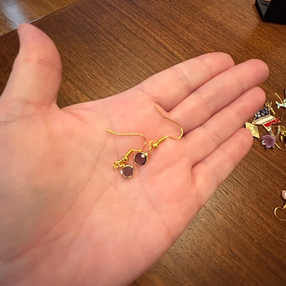 New handmade Chic Gold tone and purple Earrings